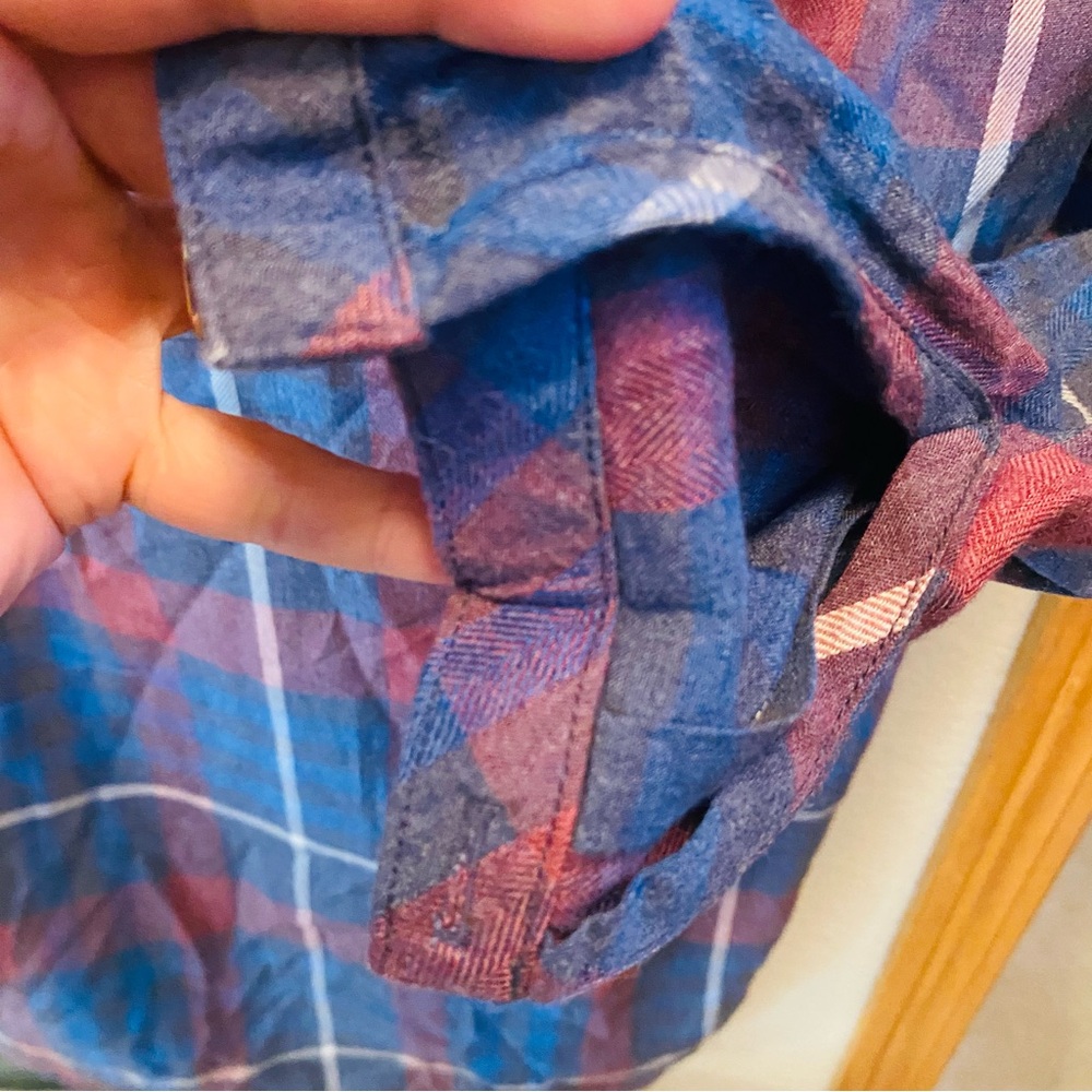 Cloth & Stone for Anthropologie Plaid Ruffled Dress Blue Red Boho Sz XS - Picture 10 of 11